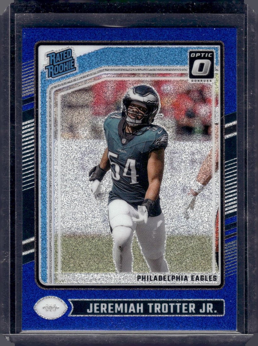 Jeremiah Trotter Jr. Rookie Card Blue Glitter Prizm SSP 2024 Donruss Optic #250 Eagles (1 of 2)