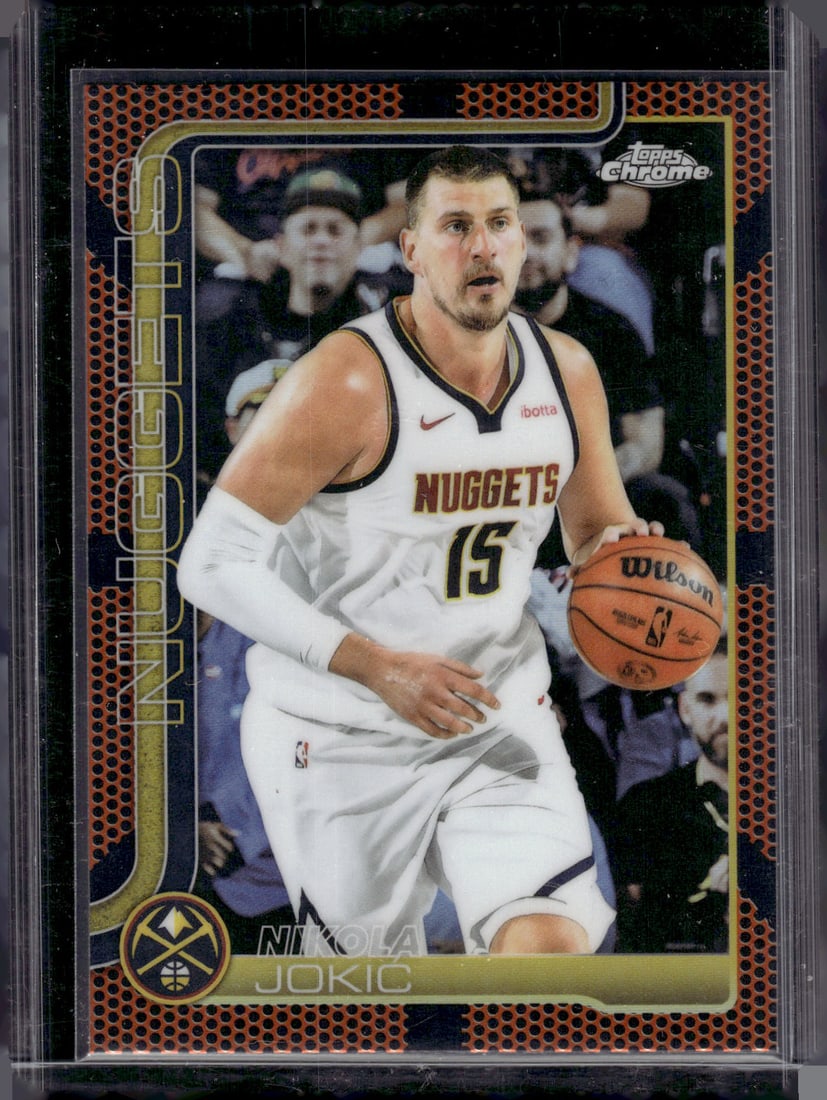 Nikola Jokic Orange Basketball Refractor 2025-26 Topps Chrome #25: Topps Basketball NBA Trading & Sports Cards, Sports Cards for Sale Near Me, Chrome, Refractor, SP, SSP, Valuable Auction Memorabilia Lots Sold On Line, NBA Championship & Hall of Fame Player Cards