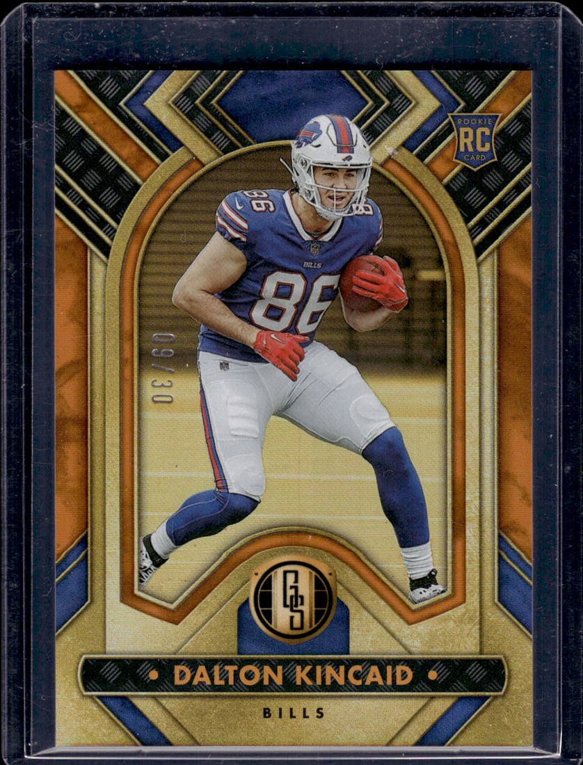 Dalton Kincaid Rookie Card Citrine /30 2023 Panini Gold Standard #125 Buffalo Bills: Panini Select, Prizm, Mosaic, Contenders, Zenith, Phoenix, Illusions, Absolute, Rookie NFL Sports Trading Cards, SP, SSP, Cards, Football Cards for Sale Near Me, Superbowl & Hall of Fame Player Cards,