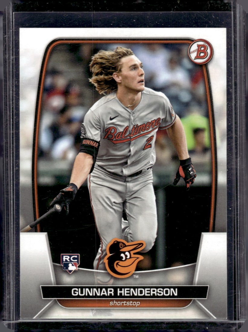 Gunnar Henderson Rookie Card 2023 Bowman #65 Baltimore Orioles: Bowman Baseball MLB Trading & Sports Cards, Sports Cards for Sale Near Me, World Series & Hall of Fame Players, SP, SSP, Chrome, 1st Bowman, Auction Memorabilia Lots Sold On Line