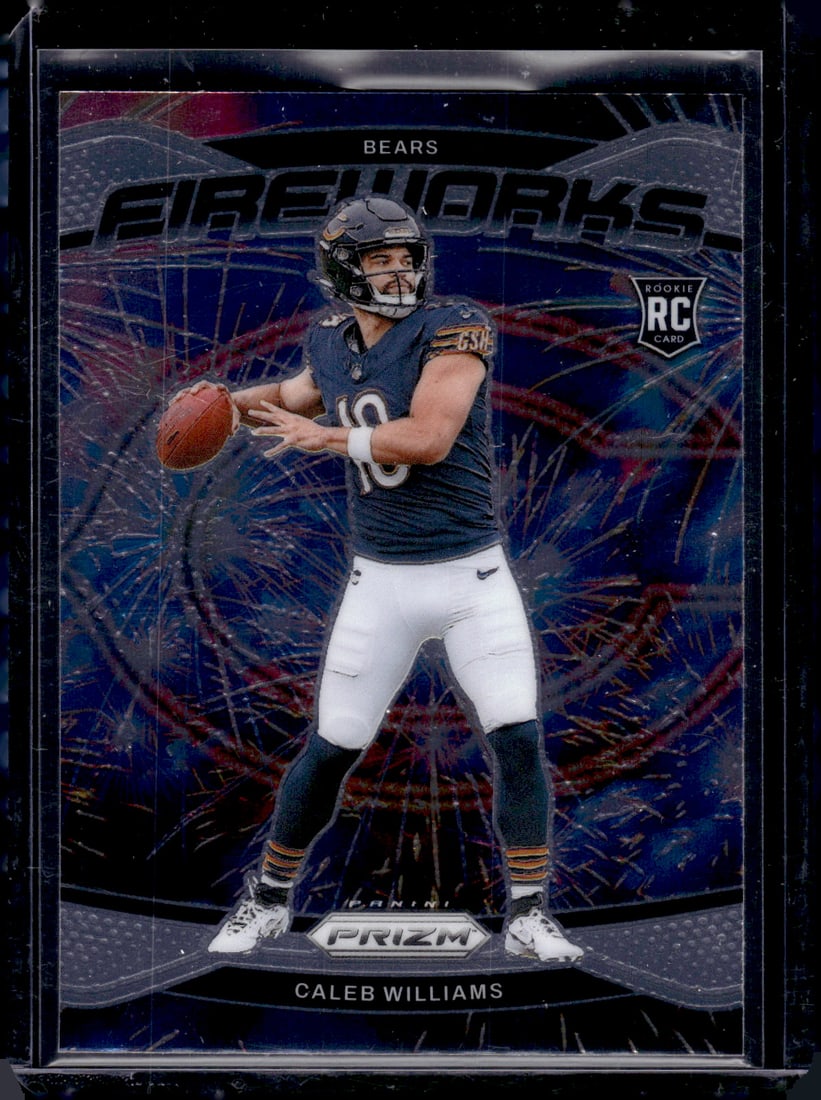 Caleb Williams Rookie Card Fireworks 2024 Panini Prizm #25 Chicago Bears: Panini Select, Prizm, Mosaic, Contenders, Zenith, Phoenix, Illusions, Absolute, Rookie NFL Sports Trading Cards, SP, SSP, Cards, Football Cards for Sale Near Me, Superbowl & Hall of Fame Player Cards,