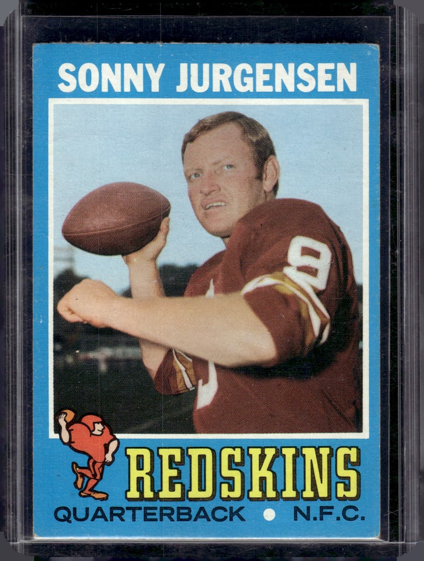 Sonny Jurgensen 1971 Topps #50 Washington Redskins Vintage Football Card: Topps Football NFL Trading Sports Cards, Sports Cards for Sale Near Me, Super Bowl & Hall of Fame Player Cards, Resurgence, Composite, SP, SSP, Valuable Auction Memorabilia Lots For Sale On Line