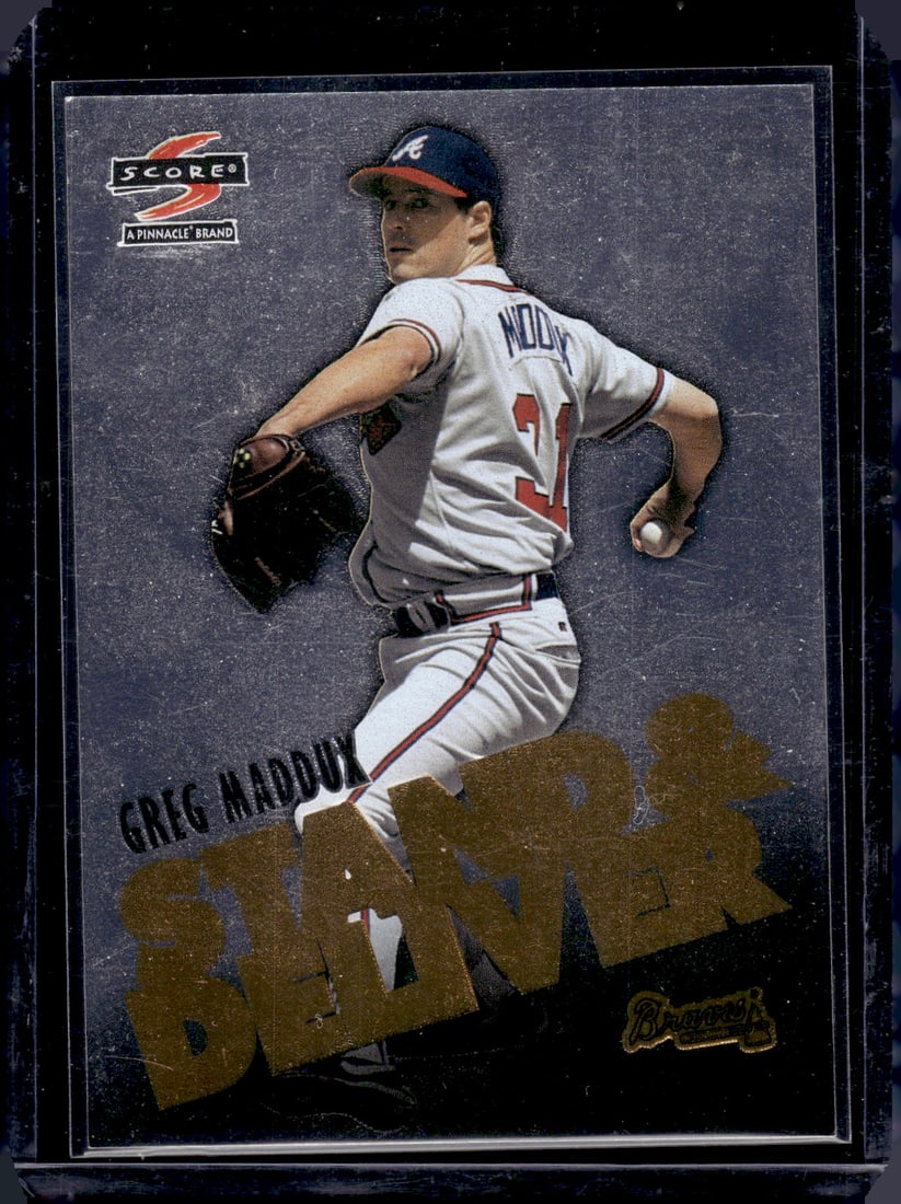 Greg Maddux Stand & Deliver 1997 Score #2 Atlanta Braves: Score Baseball MLB Trading & Sports Cards, Old Sports Cards for Sale Near Me, Auction Memorabilia Lots for Sale On Line, World Series & Hall of Fame Players
