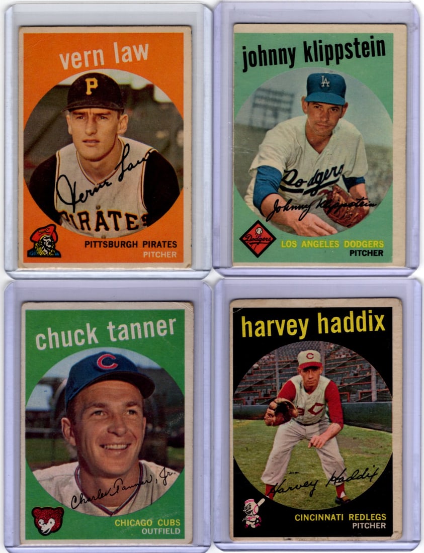 Lot of 4 1959 Topps Vintage Baseball Cards. All Different, See Pictures for Cards/Condition (1 of 2)