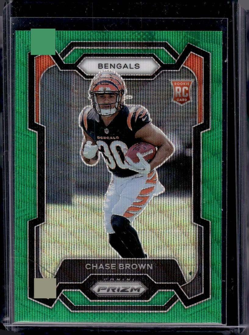 Chase Brown Rookie Card Green Wave Prizm 2023 Panini Prizm #318 Bengals (1 of 2)