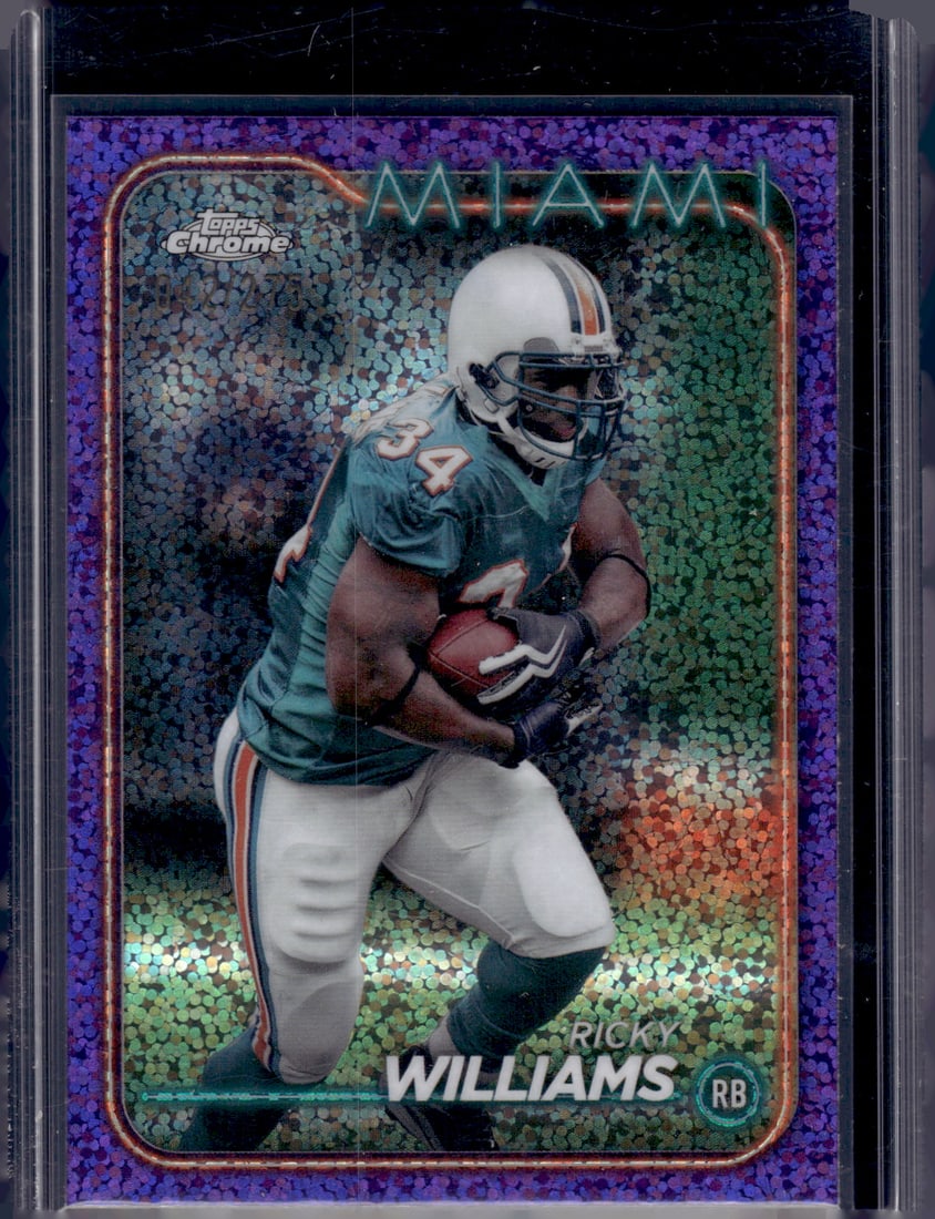 Ricky Williams Purple Speckle Refractor /275 2024 Topps Chrome #110 Miami Dolphins (1 of 2)