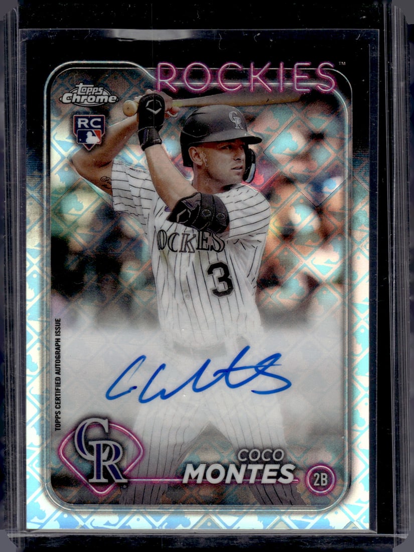 Coco Montes Rookie Auto Logofractor 2024 Topps Chrome #RCA-CMO Colorado Rockies (1 of 2)