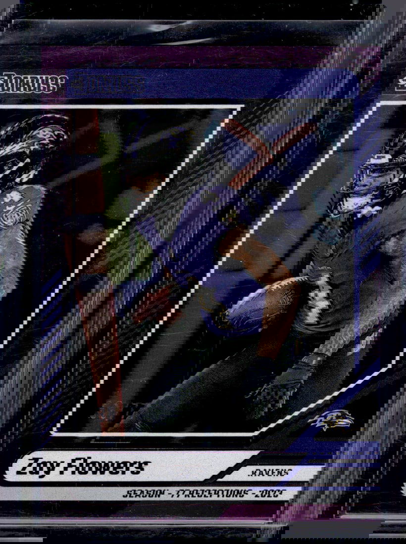 Zay Flowers Stat Line /77 2024 Donruss #278 Baltimore Ravens (1 of 2)