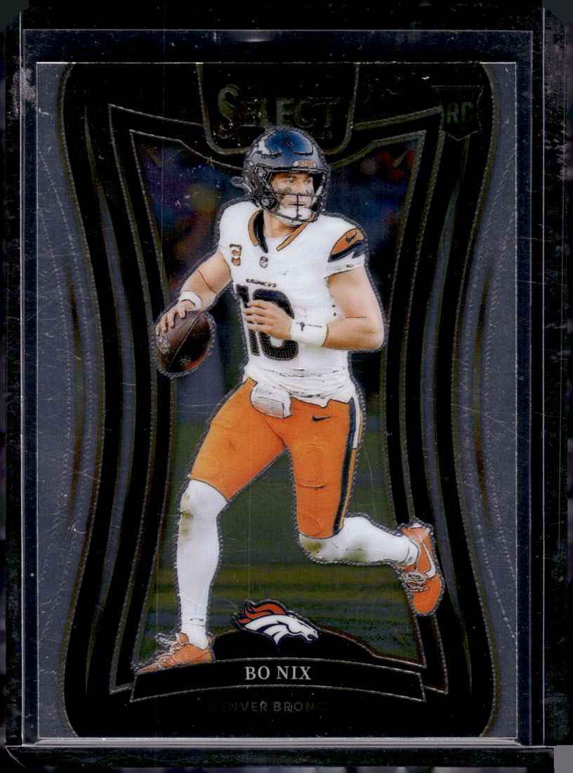 Bo Nix Rookie Card Suite Level 2024 Select #382 Denver Broncos: Panini Select, Prizm, Mosaic, Contenders, Zenith, Phoenix, Illusions, Absolute, Rookie NFL Sports Trading Cards, SP, SSP, Cards, Football Cards for Sale Near Me, Superbowl & Hall of Fame Player Cards,