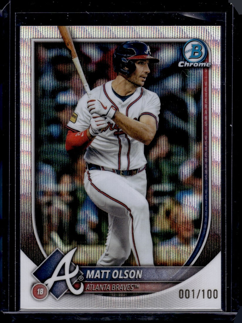 Matt Olson Wave Refractor /100 2025 Bowman Chrome #4 Atlanta Braves (1 of 2)