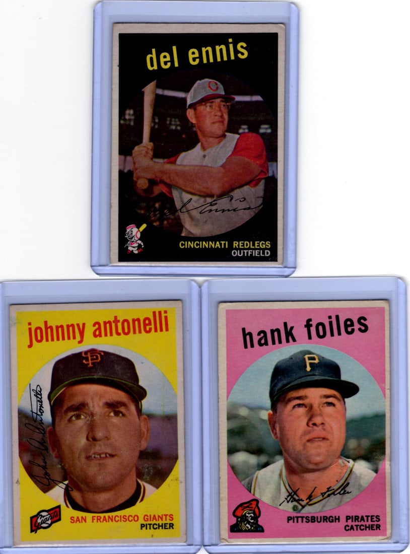 Lot of 3 1959 Topps Vintage Baseball Cards. All Different, See Picutres for Cards/Condition (1 of 2)