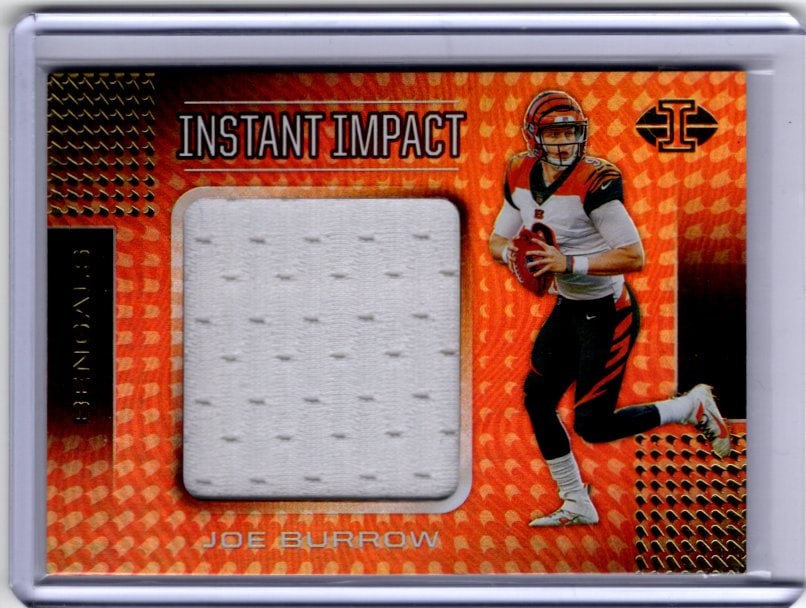Joe Burrow Rookie Card Patch 2020 Panini Illusions #II1 Cincinnati Bengals: Panini Select, Prizm, Mosaic, Contenders, Zenith, Phoenix, Illusions, Absolute, Rookie NFL Sports Trading Cards, SP, SSP, Cards, Football Cards for Sale Near Me, Superbowl & Hall of Fame Player Cards,