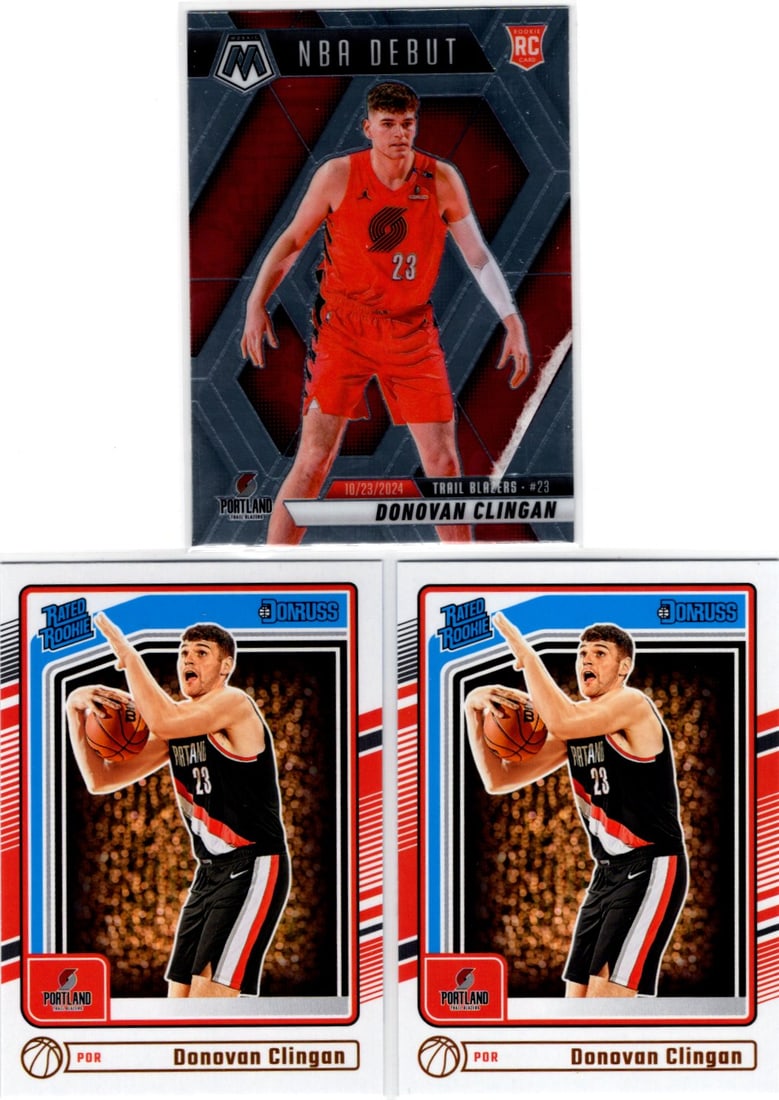 Lot of 3 Donovan Clingan Rookie Cards. 1 Mosaic & 2 Donruss. See Pictures (1 of 2)