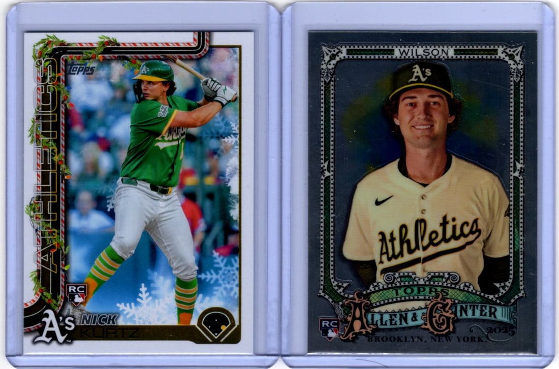 Lot of 2 Oakland A's Rookie Cards. Nick Kurtz & Jacob Wilson: Topps Baseball MLB Trading & Sports Cards, Sports Cards for Sale Near Me, World Series & Hall of Fame Players Memorabilia, Refractors, X-Fractors, Numbered, SP, SSP, Valuable Auction Memorabilia Lots