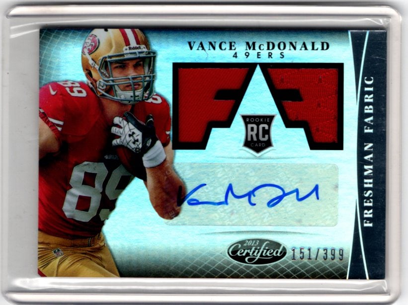 Vance McDonald Rookie Patch Auto /399 2013 Panini Certified #339 49ers, Steelers (1 of 2)