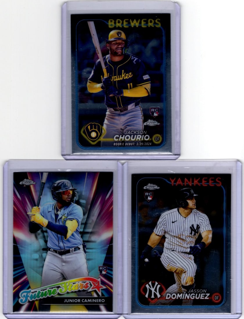 Lot of 3 MLB Rookie Cards. Chourio, Caminero, Dominguez (1 of 2)