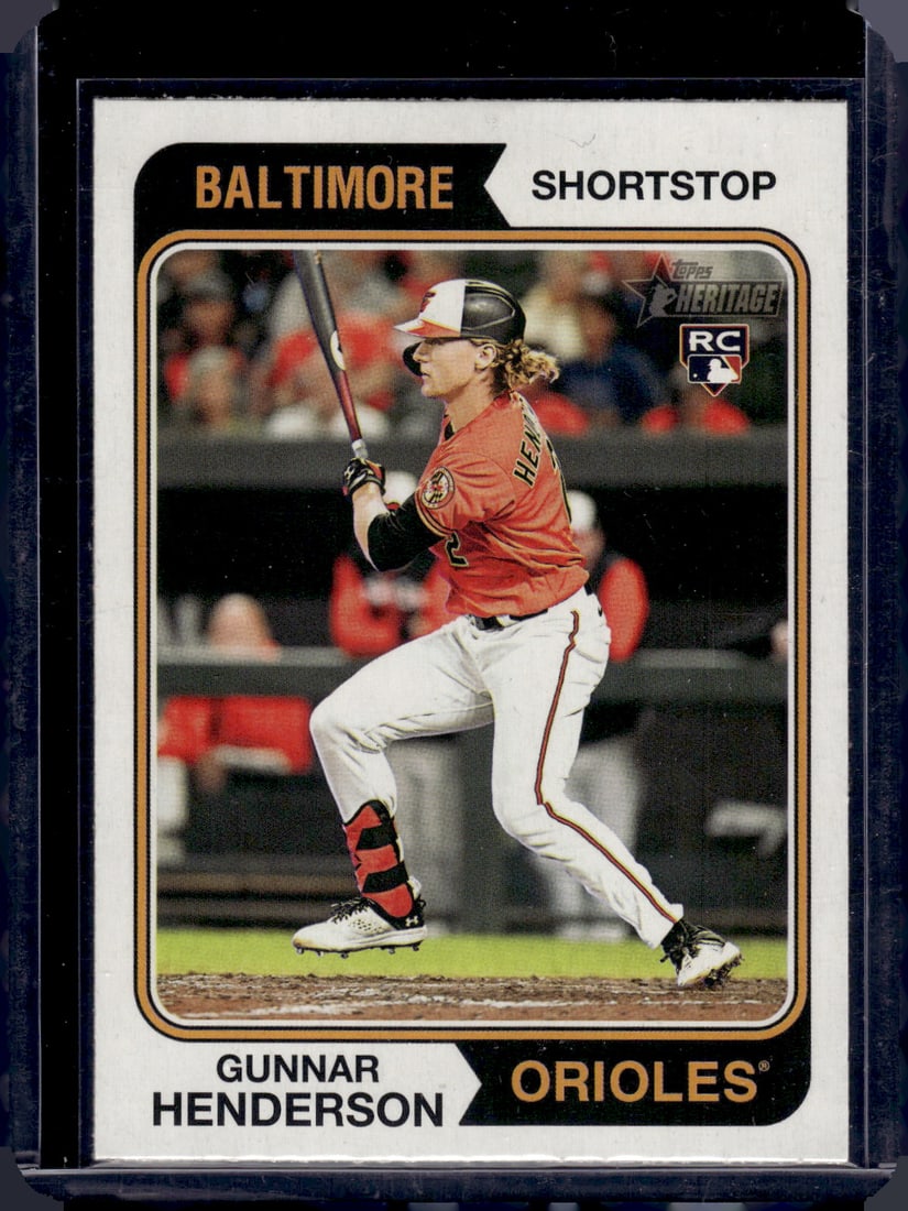 Gunnar Henderson Rookie Card 2023 Topps Heritage #64 Baltimore Orioles: Topps Baseball MLB Trading & Sports Cards, Sports Cards for Sale Near Me, World Series & Hall of Fame Players Memorabilia, Refractors, X-Fractors, Numbered, SP, SSP, Valuable Auction Memorabilia Lots