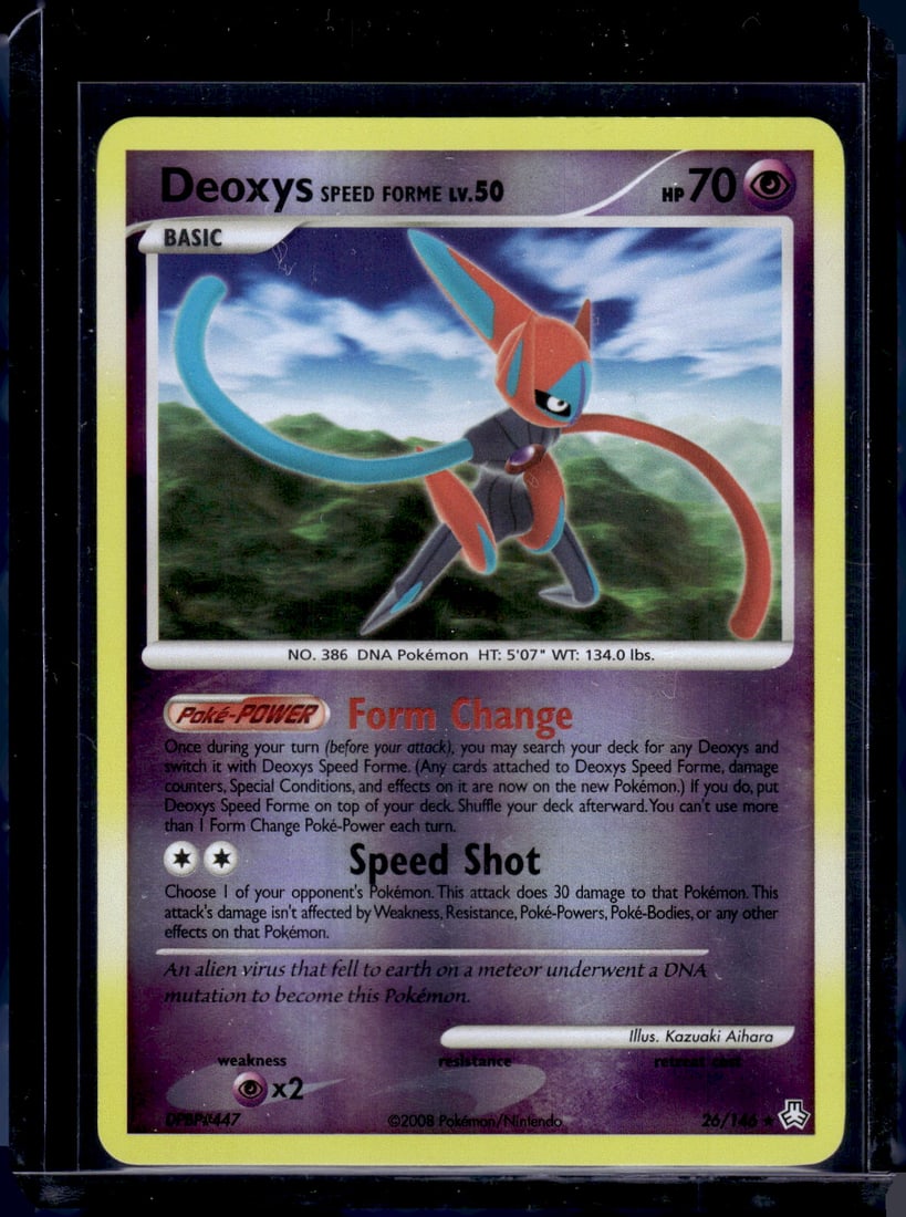 2008 Pokemon Legends Awakened Deoxys Speed Forme Reverse Holo 26/146: Pokemon Trading Card Game Cards, Charizard, Pikachu, Mewtwo, Reverse Holo, Holo Rare, Secret Rare Cards, Full Art Cards, Eevee, Ultra Rare Card, Illustration Rare, Special Illustration Rare SIR