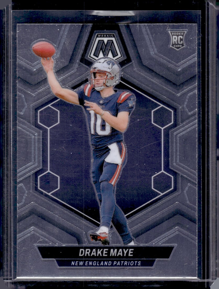 Drake Maye Rookie Card 2024 Panini Mosaic #303 New England Patriots: Panini Select, Prizm, Mosaic, Contenders, Zenith, Phoenix, Illusions, Absolute, Rookie NFL Sports Trading Cards, SP, SSP, Cards, Football Cards for Sale Near Me, Superbowl & Hall of Fame Player Cards,