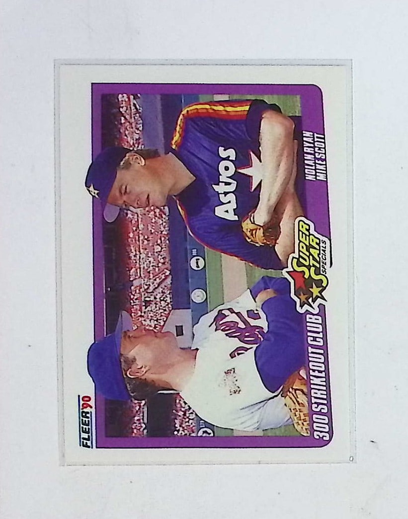 Nolan Ryan & Mike Scott 300 Strikeout Club Super Star Specials Insert 1990 Fleer #636: Fleer Vintage Baseball MLB Trading & Sports Cards, Old Sports Cards for Sale Near Me, Auction Memorabilia Lots for Sale On Line, World Series & Hall of Fame Players