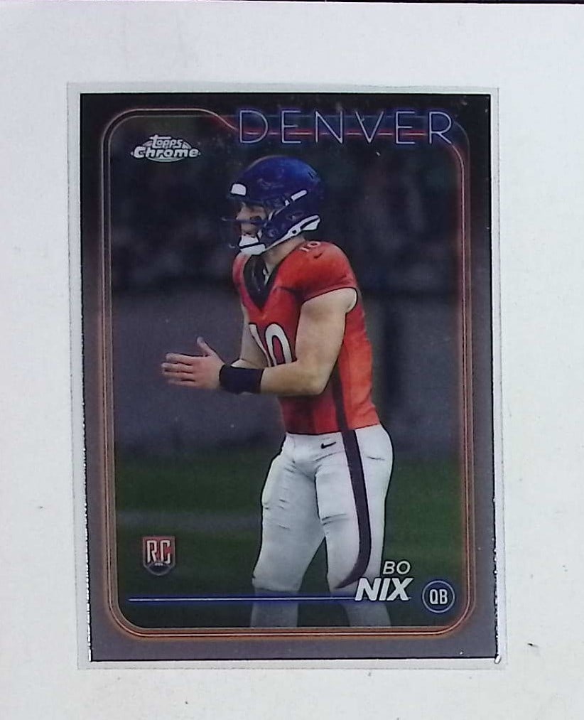 Bo Nix Rookie Card 2024 Topps Chrome #206 Denver Broncos Football Card (1 of 2)