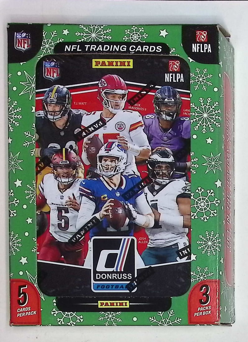 2025 Donruss Football Christmas Tin - Cam Ward, Emeka Egbuka, Ashton Jeanty, Travis Hunter, Omarion: Donruss Football NFL Trading & Sports Cards, Rookie Cards in this set are Cam Ward, Emeka Egbuka, Ashton Jeanty, Travis Hunter, Omarion Hampton, Rated Rookie, Downtown SSP, Sports Cards for Sale Near