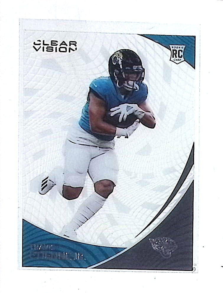 Travis Etienne, Jr Rookie Card Clear Vision Acetate Card 2021 Panini Chromicles Clear Vision #CVR-15 (1 of 2)