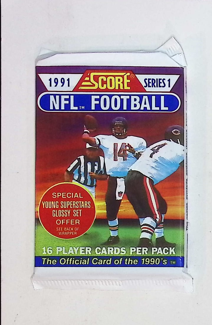 1991 Score Series 1 Vintage Football Card Retail Box Pack Sports Cards Brett Favre Rookie Card (1 of 1)
