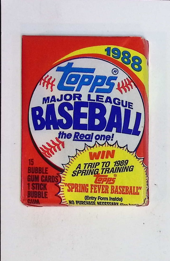 1988 Topps Series 1 Vintage Baseball Card Retail Box Wax Pack Sports Cards: Topps Vintage Rookie Basseball MLB Trading & Sports Cards, Rookie Cards in this Set are Tom Glavine, & Jim Abbott, Old Baseball and Sports Cards For Sale Near Me, World Series Players, Hall of Fame St