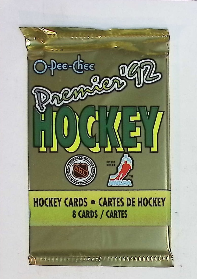 1992 O Pee Chee Premier Hockey Card Retail Box Pack - Wayne Gretzky: Vintage O Pee Chee Hockey NHL Trading & Sports Cards, Old Sports Cards for Sale Near Me, Wayne Gretzky, Mario Lemieux, Jaromir Jagr, Valuable Auction Memorabilia Lots for Sale Near Me, Stanley Cup & H