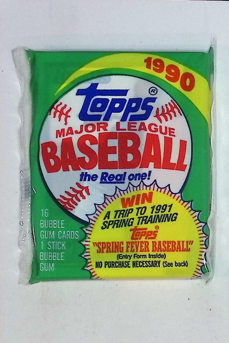 1990 Topps Series 1 Vintage Baseball Cards Retail Box Wax Pack Sports Cards: Topps Vintage Rookie MLB Trading Cards, Frank Thomas Rookie Card, Bo Jackson, Cal Ripken, Nolan Ryan, Ken Griffey Jr All-Star Roopkie Cup Card, Sports Cards for Sale Near Me, World Series & Hall of Fa