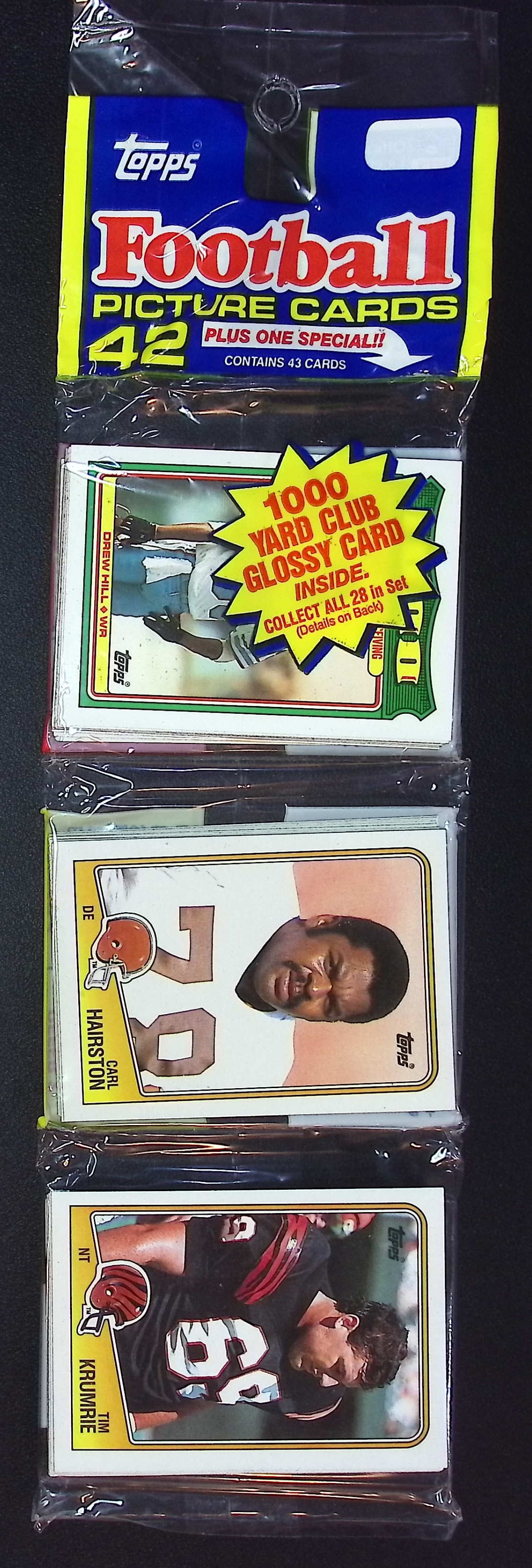 1988 Topps Series 1 Football Rack Pack Bo Jackson Rookie Season, Roger Craig on Front (1 of 2)