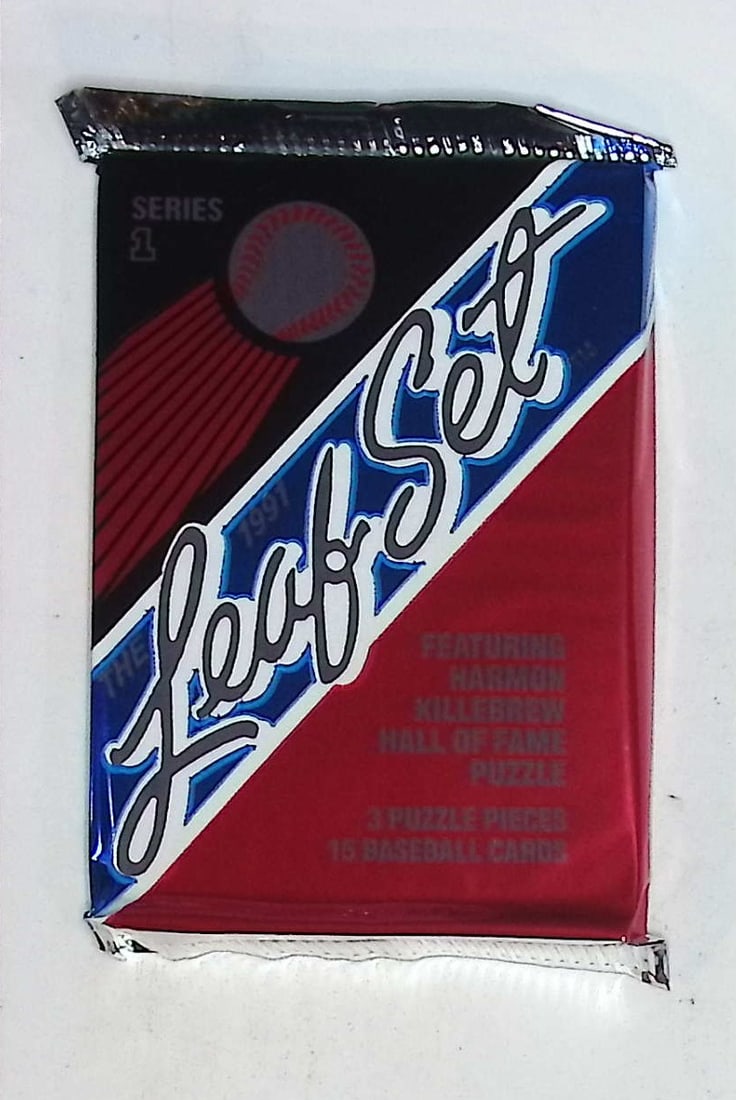 1991 Leaf Set Series 1 Baseball Retail Box Wax Pack - Featuring Harmon Killebrew HOF Puzzle: Leaf MLB Baseball Trading & Sports Cards & Memorabilia, Chipper Jones, Ken Griffey, Jr., Frank Thomas, Bo Jackson, Cal Ripken, Nolan Ryan, Craig Biggio Rookie Card, Dwight Gooden, Rickey Henderson, Pa