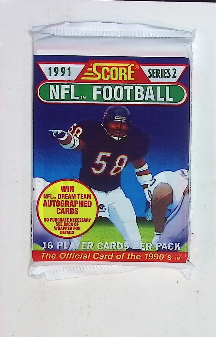 1991 Score Series 2 Vintage Football Card Retail Box Pack Sports Cards Brett Favre Rookie Card: Score Vintage Football Rookie NFL Trading & Sports Cards, Brett Favre Rookie Card, Emmitt Smith, Bo Jackson, Barry Sanders, Joe Montana, Jerry Rice, Old Sports Cards for Sale Near Me, Super Bowl & Hal