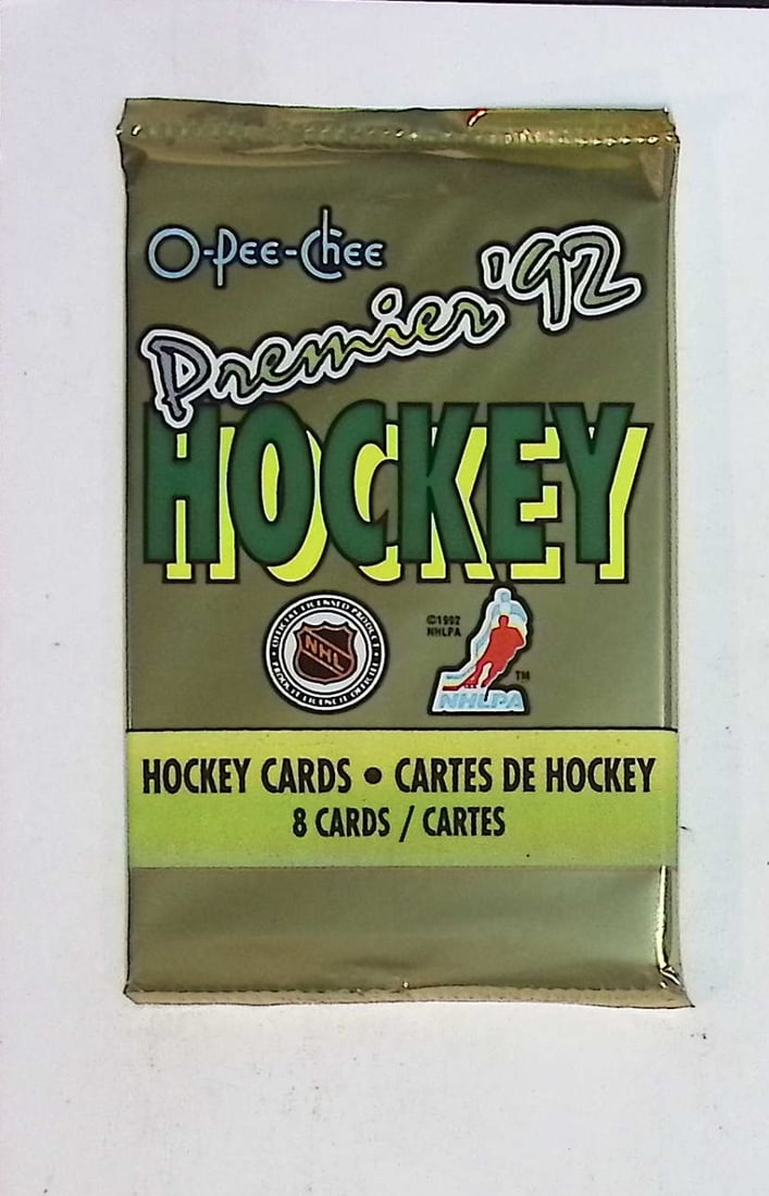 1992 O Pee Chee Premier Hockey Card Retail Box Pack - Wayne Gretzky: Vintage O Pee Chee Hockey NHL Trading & Sports Cards, Old Sports Cards for Sale Near Me, Wayne Gretzky, Mario Lemieux, Jaromir Jagr, Valuable Auction Memorabilia Lots for Sale Near Me, Stanley Cup & H