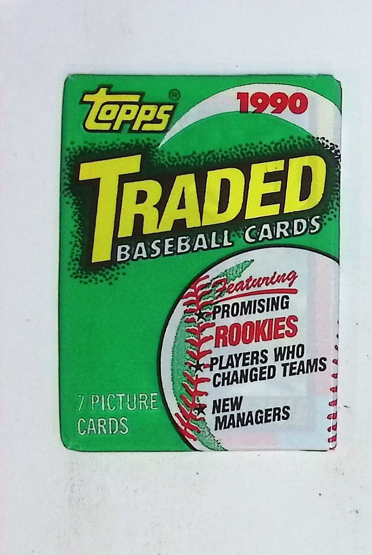 1990 Topps TRADED SERIES Vintage Baseball Cards Retail Box Wax Pack Sports Cards: Topps Vintage Rookie MLB Trading Cards, Frank Thomas Rookie Card, Bo Jackson, Cal Ripken, Nolan Ryan, Ken Griffey Jr All-Star Roopkie Cup Card, Sports Cards for Sale Near Me, World Series & Hall of Fa