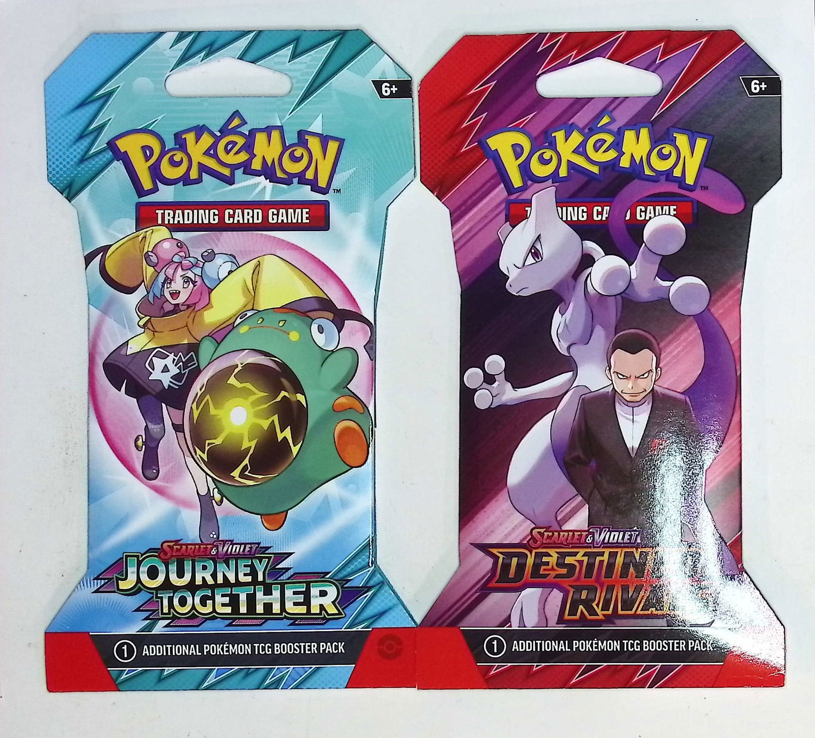 2 COUNT: 1 - 2025 Pokemon Destined Rivals Booster Pack & 1 - 2025 Journey Together Booster Pack: Pokemon Trading Card Game Cards, Charizard, Pikachu, Mewto, EX, Referse Holo, Holo Rare Cards, Secret Rare Cards, Full Art Cards, Evee, 3 Stars Ultra Rare Cards, Double Rare, Illustration Rare, Specia