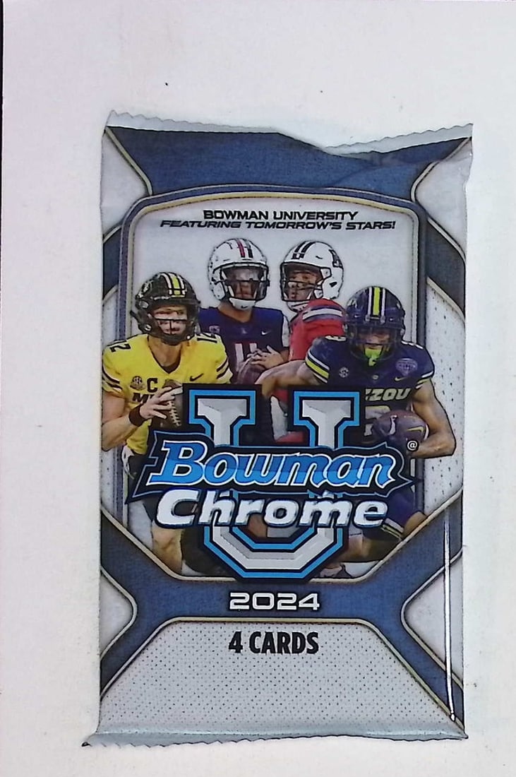 2024 Bowman Chrome U Football Cards BLASTER Box Pack Sports Cards NFL Trading Cards: Bowman Rookie Football NCAA & NFL Trading Sports Cards, Sports Cards for Sale Near Me, 1st Bowman, Prospect, Autographs, Lava, Refractor
