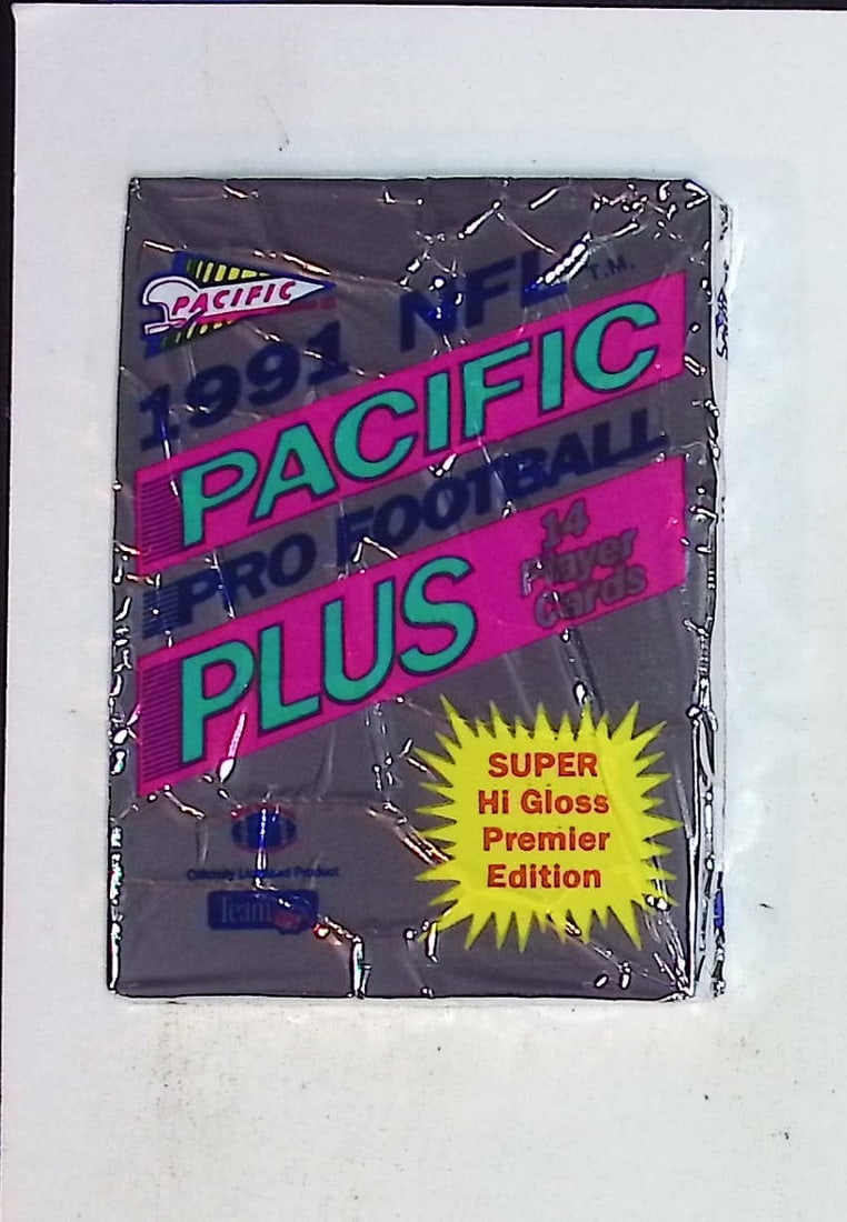 1991 Pacific Plus Premier Edition Football Retail Box Wax Pack - Super Hi Gloss! (1 of 1)