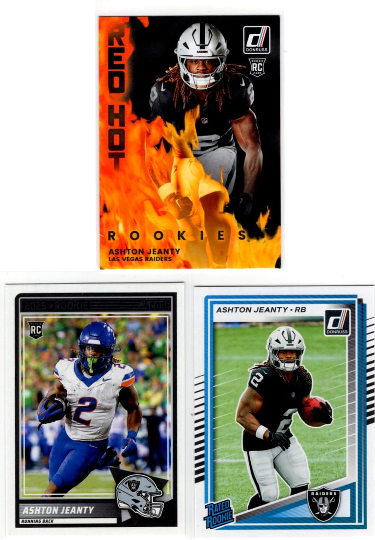 Lot of 3 Ashton Jeanty Rookie Cards. All Panini, All Different, See Pictures. Las Vegas Raiders (1 of 2)