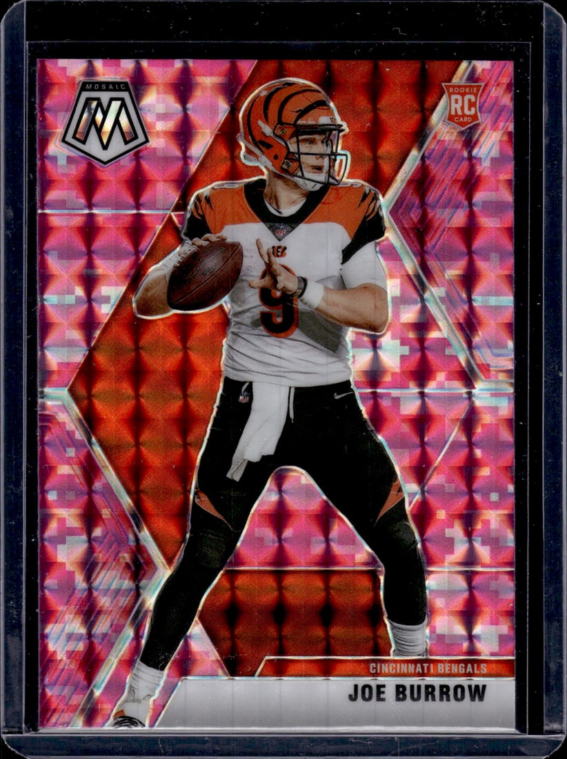Joe Burrow Rookie Card Pink Camo Prizm 2020 Mosaic #201 Cincinnati Bengals (1 of 2)