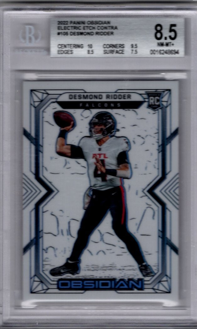 Desmond Ridder Rookie Card Contra SSP 2022 Obsidian #105 BGS 8.5 Atlanta Falcons (1 of 2)