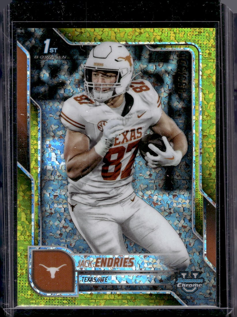 Jack Endries 1st Bowman Yellow Mini Diamond /350 2025 Bowman U Chrome #78 Texas (1 of 2)