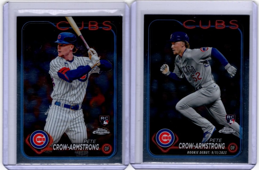 Lot of 2 Pete Crow-Armstrong Topps Chrome Rookie Cards #16 & #USC158 Chicago Cubs (1 of 2)