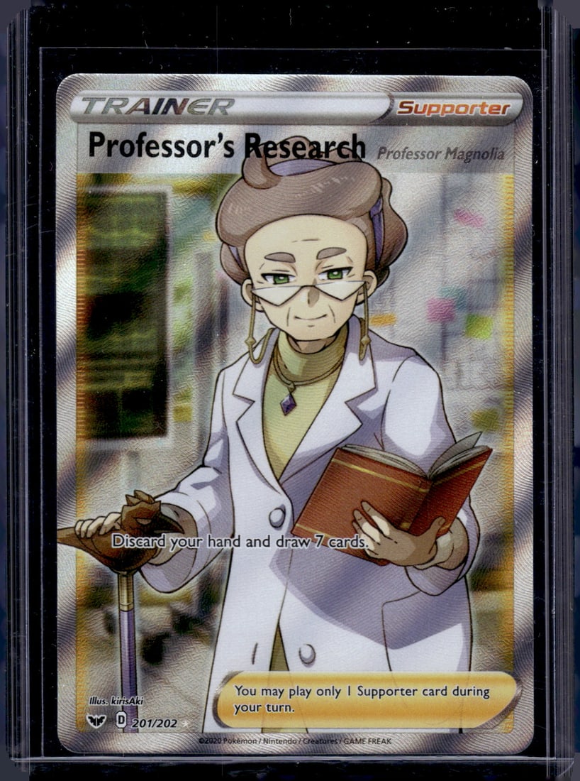 Pokemon Sword & Shield Base Set Professor's Research Full Art Ultra Rare #201: Pokemon Trading Card Game Cards, Charizard, Pikachu, Mewtwo, Reverse Holo, Holo Rare, Secret Rare Cards, Full Art Cards, Eevee, Ultra Rare Card, Illustration Rare, Special Illustration Rare SIR