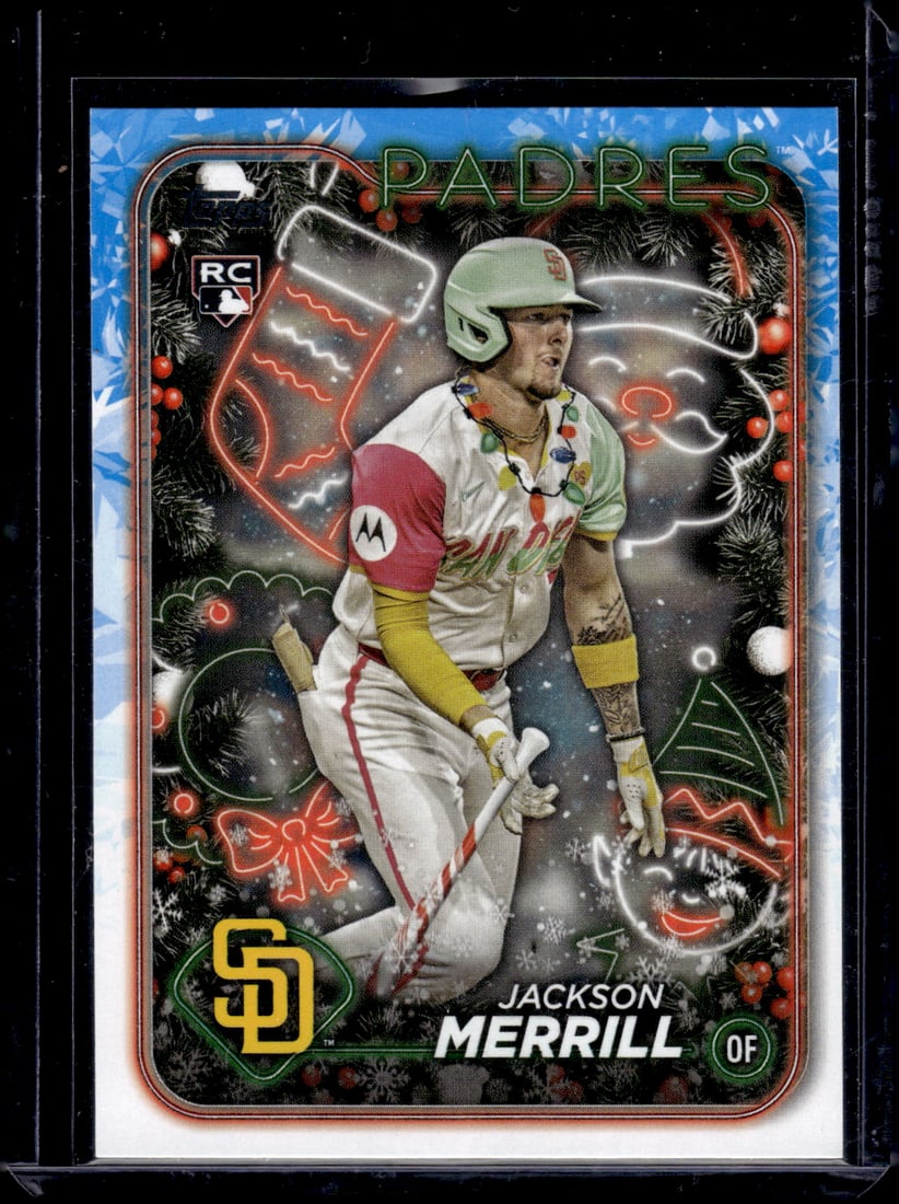 Jackson Merrill Rookie Card Candy Cane Bat Variation 2024 Topps Holiday #H160 Padres (1 of 2)