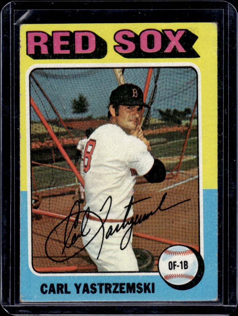 Carl Yastrzemski 1975 Topps #280 Boston Red Sox Vintage Baseball Card: Topps Baseball MLB Trading & Sports Cards, Sports Cards for Sale Near Me, World Series & Hall of Fame Players Memorabilia, Refractors, X-Fractors, Numbered, SP, SSP, Valuable Auction Memorabilia Lots