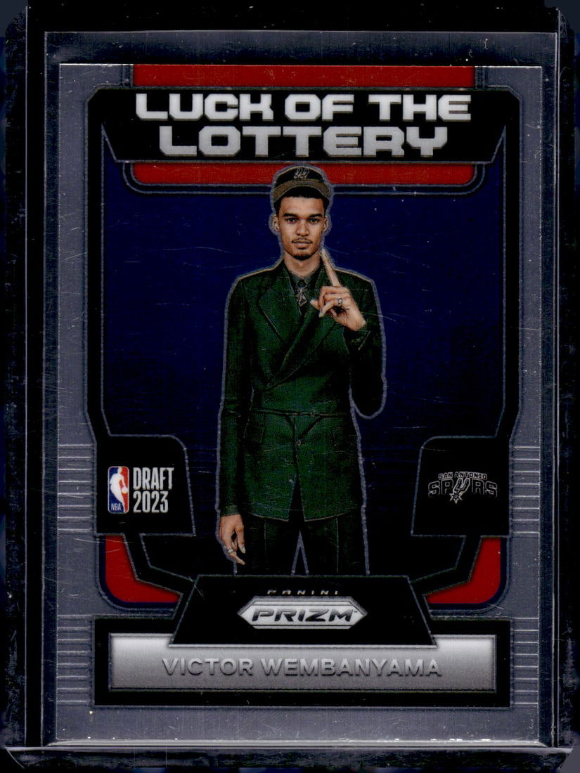Victor Wembanyama Rookie Card Luck of the Lottery 2023-24 Panini Prizm #7 Spurs: Panini Select, Prizm, Mosaic, Contenders, Revolution, Phoenix, NBA Hoops, Rookie NFL Sports Trading Cards, Silver, SP, SSP, Wave Prizms, Numbered Cards, Basketball sports Cards for Sale Near Me, NBA C