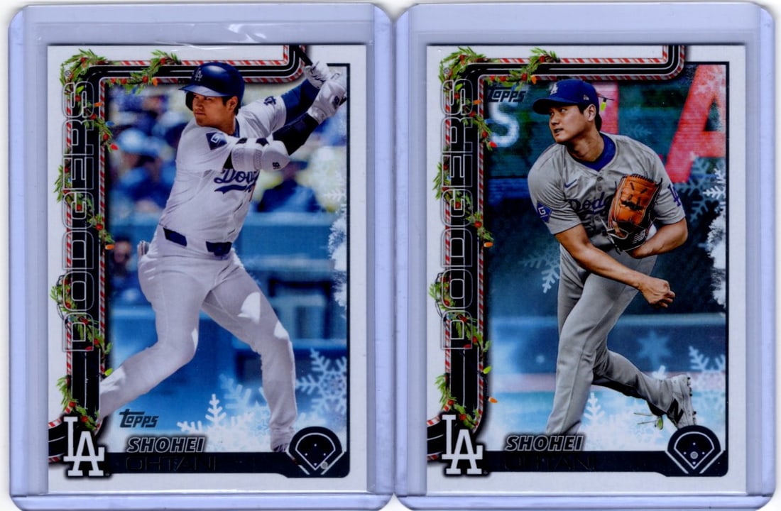 Lot of 2 Shohei Ohtani 2025 Topps Holiday Baseball Cards. #H200 & #H1 (1 of 2)