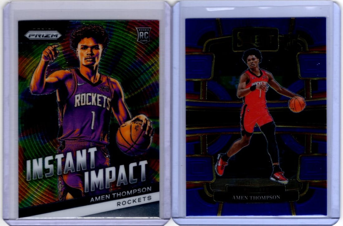 Lot of 2 Amen Thompson Rookie Cards. Instant Impact #18 & Select Blue Retail #96 (1 of 2)